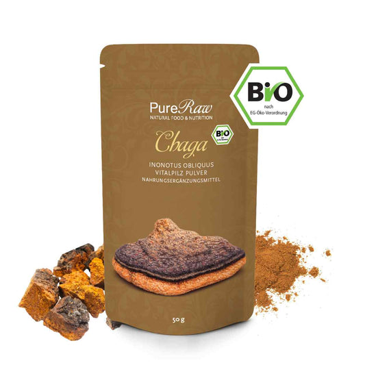 Chaga Pilz Pulver (Inonotus obliquus), (Bio & Roh) 50 g