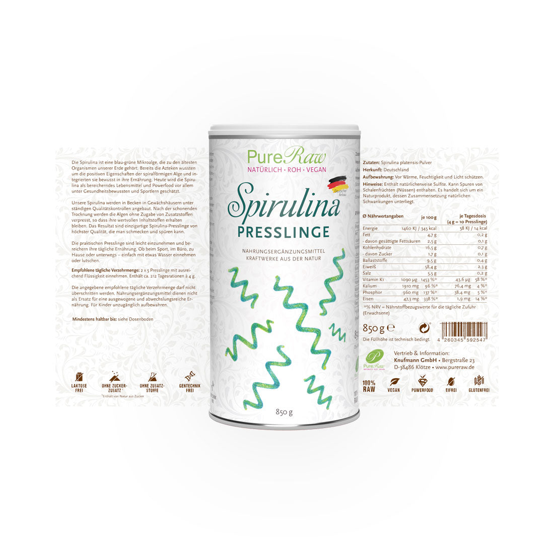 Chlorella Presslinge 1 Kg (Deutschland), (Roh) & Spirulina Presslinge 850 g (Deutschland), (Roh)