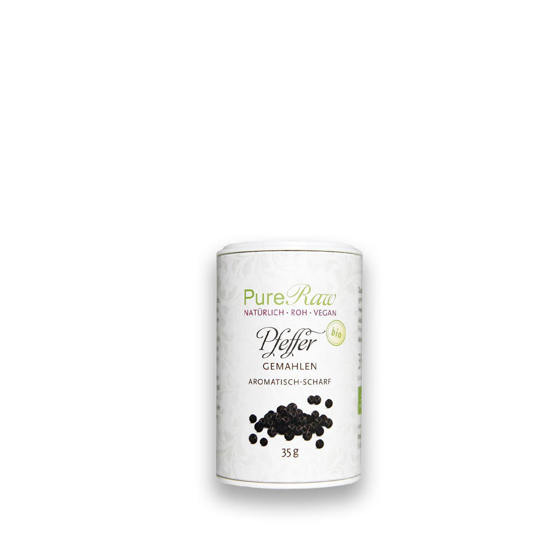 Pfeffer schwarz, gemahlen, (Bio & Roh), Gewürz 35 g