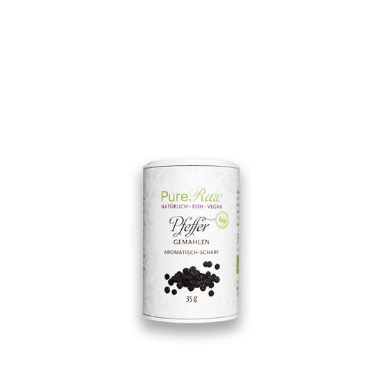 Pfeffer schwarz, gemahlen, (Bio & Roh), Gewürz 35 g