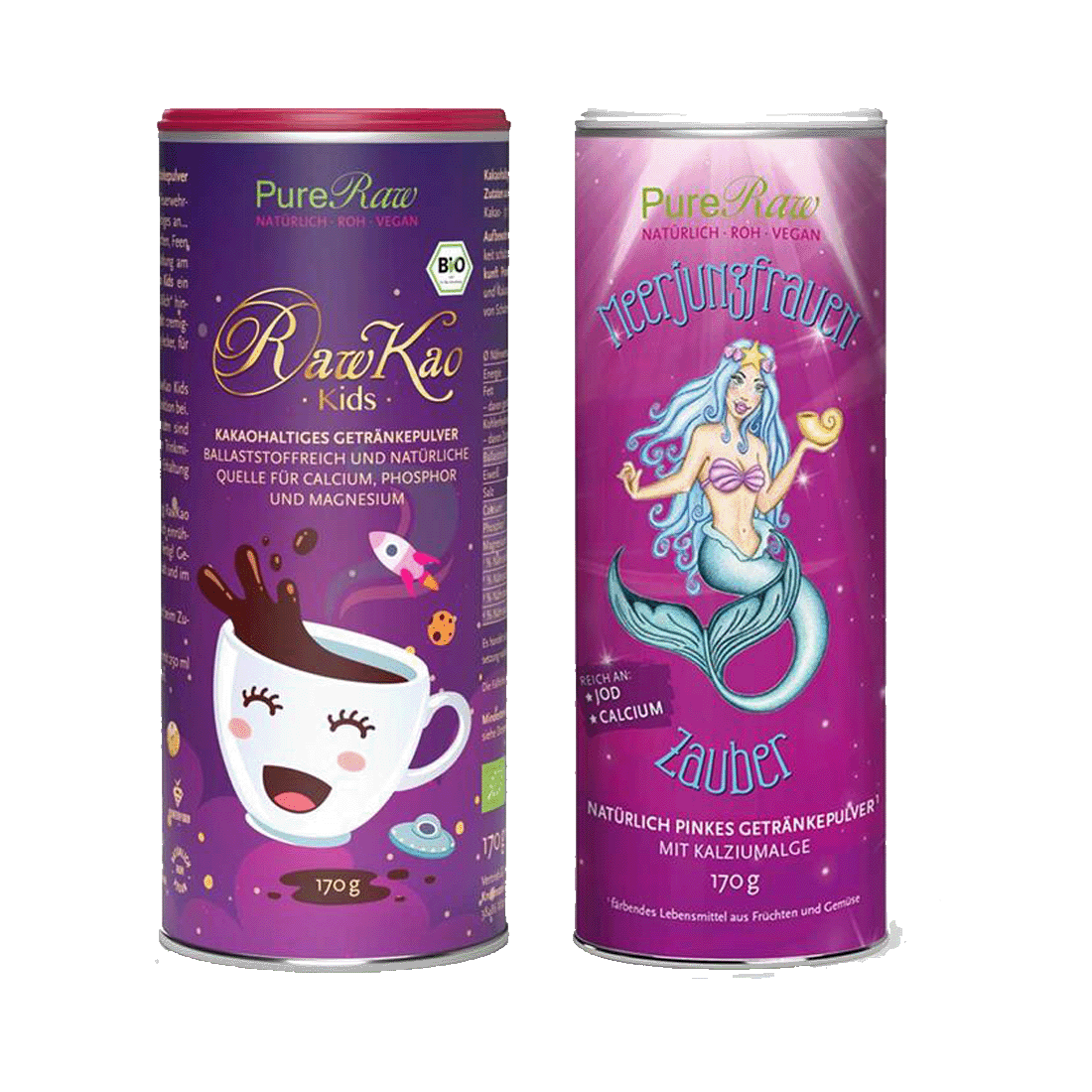 Value pack: RawKao Kids 170 g (Organic & Raw) & Mermaid Magic 170 g