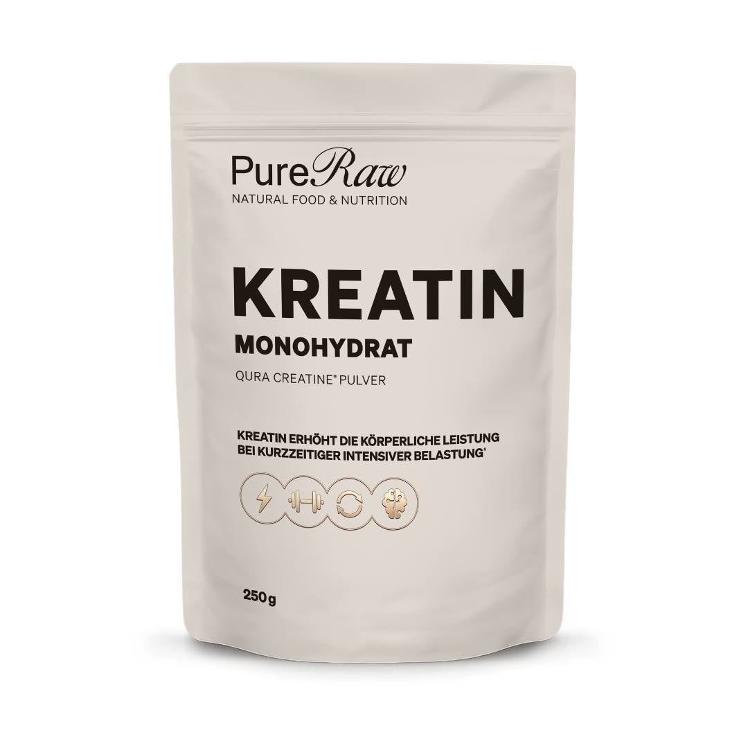 PureRaw Kreatin Monohydrat Pulver im 250-g-Standbeutel