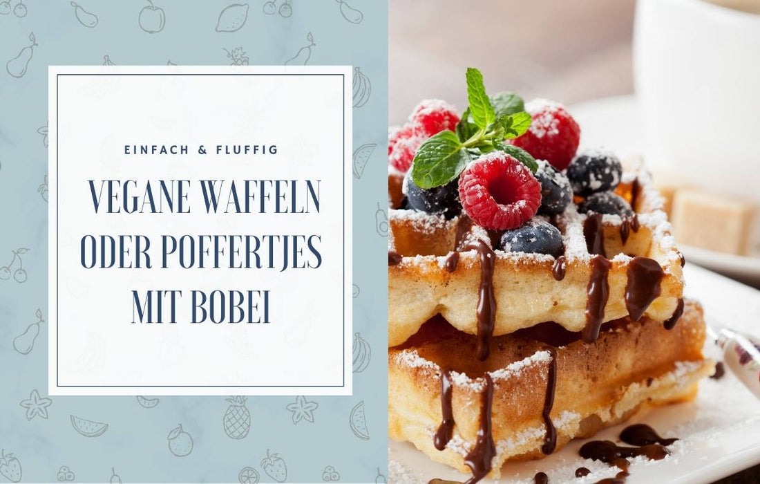 Goldbraun gebackene vegane Waffeln mit PureRaw BOBEI