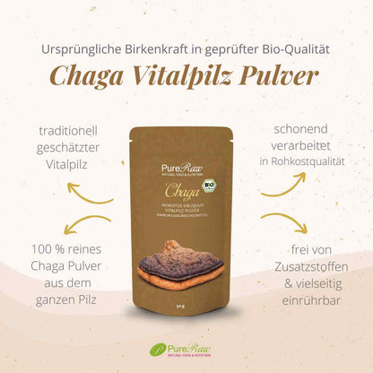 Chaga Pilz Pulver (Inonotus obliquus), (Bio & Roh) 50 g