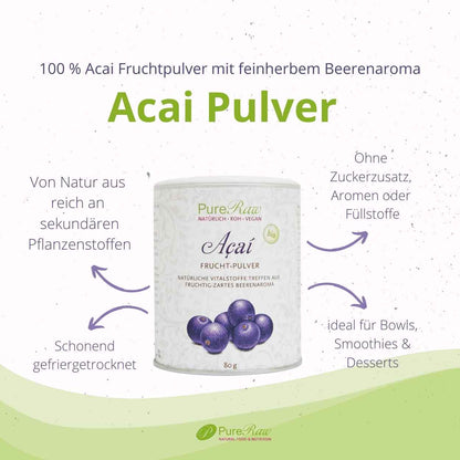 Acai Frucht Pulver (Bio & Roh) 80 g
