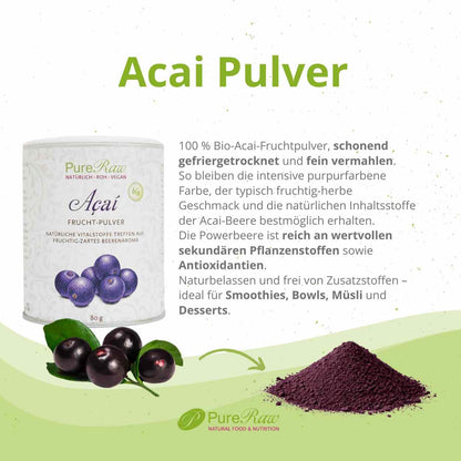 Acai Frucht Pulver (Bio & Roh) 80 g