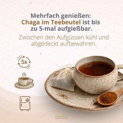 Chaga Pilz Pulver (Inonotus obliquus), (Bio & Roh) 50 g