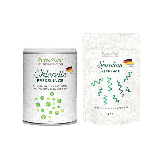 Chlorella Presslinge 150 g (Deutschland), (Roh)  & Spirulina Presslinge 150 g (Deutschland), (Roh)