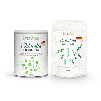 Chlorella Presslinge 150 g (Deutschland), (Roh)  & Spirulina Presslinge 150 g (Deutschland), (Roh)