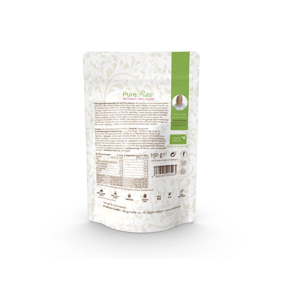 Chlorella Presslinge 150 g (Deutschland), (Roh)  & Spirulina Presslinge 150 g (Deutschland), (Roh)