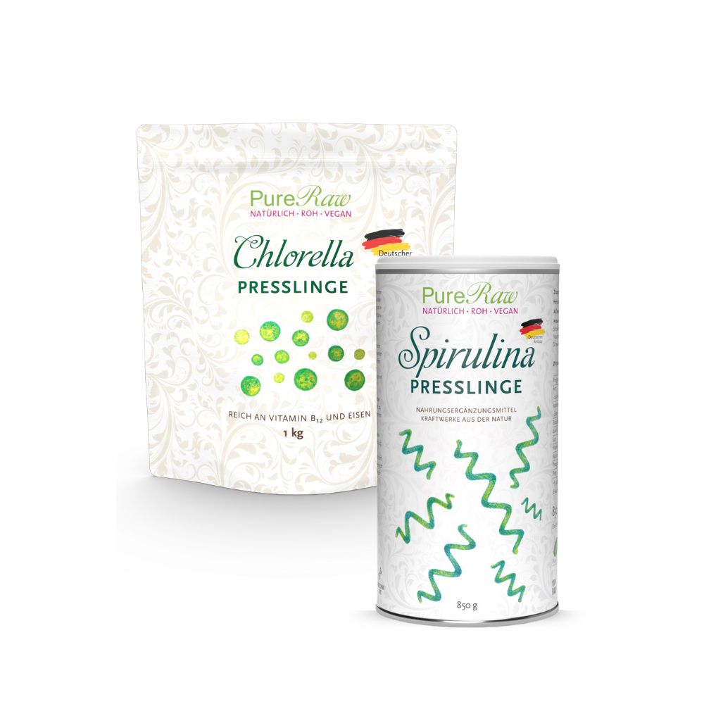 Chlorella Presslinge 1 Kg (Deutschland), (Roh)  & Spirulina Presslinge 850 g (Deutschland), (Roh)