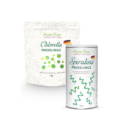 Chlorella Presslinge 1 Kg (Deutschland), (Roh)  & Spirulina Presslinge 850 g (Deutschland), (Roh)