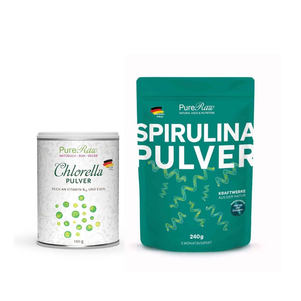 Chlorella Powder 120 g (Germany), (Raw) & Spirulina Powder 240 g (Germany), (Raw)