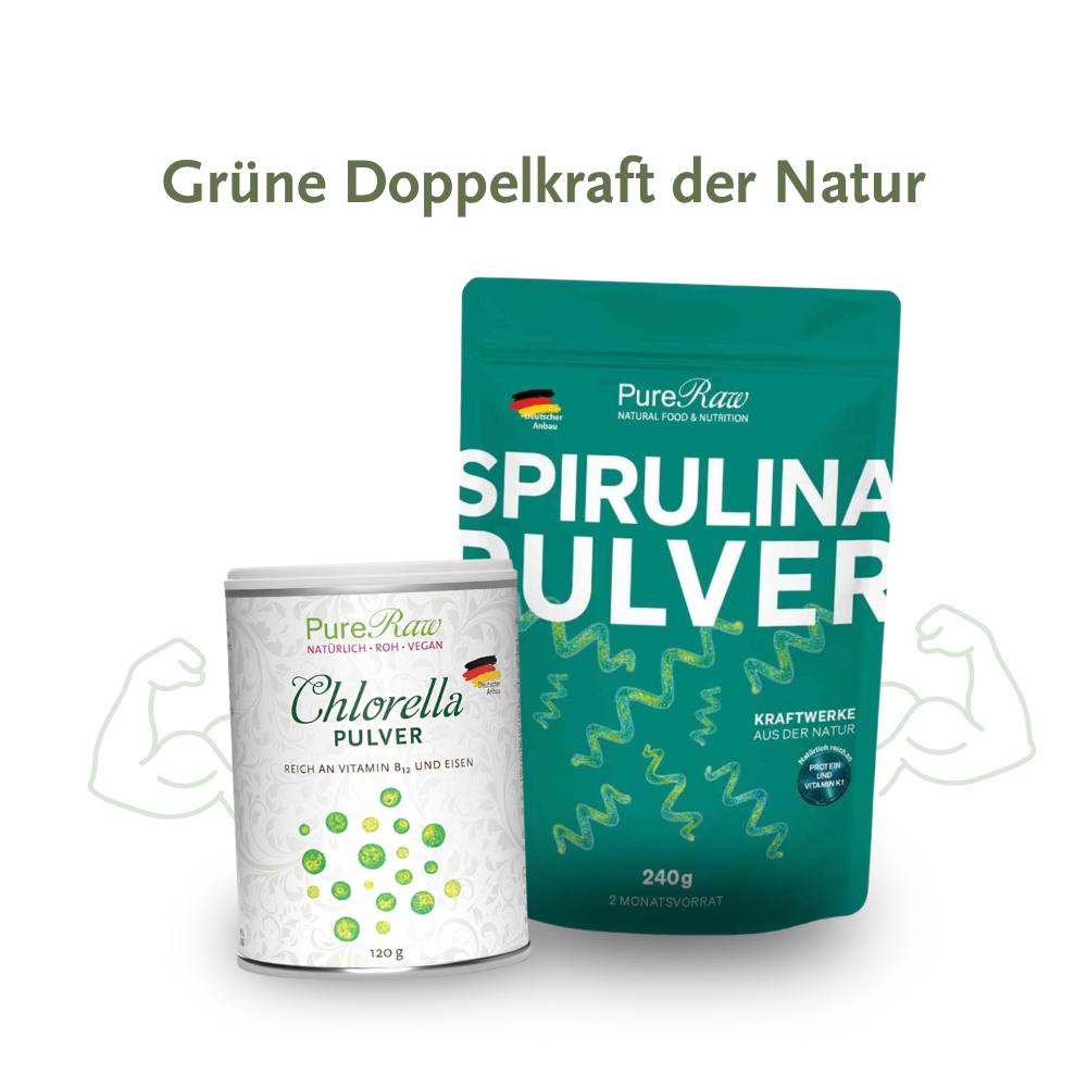 Chlorella Powder 120 g (Germany), (Raw) & Spirulina Powder 240 g (Germany), (Raw)