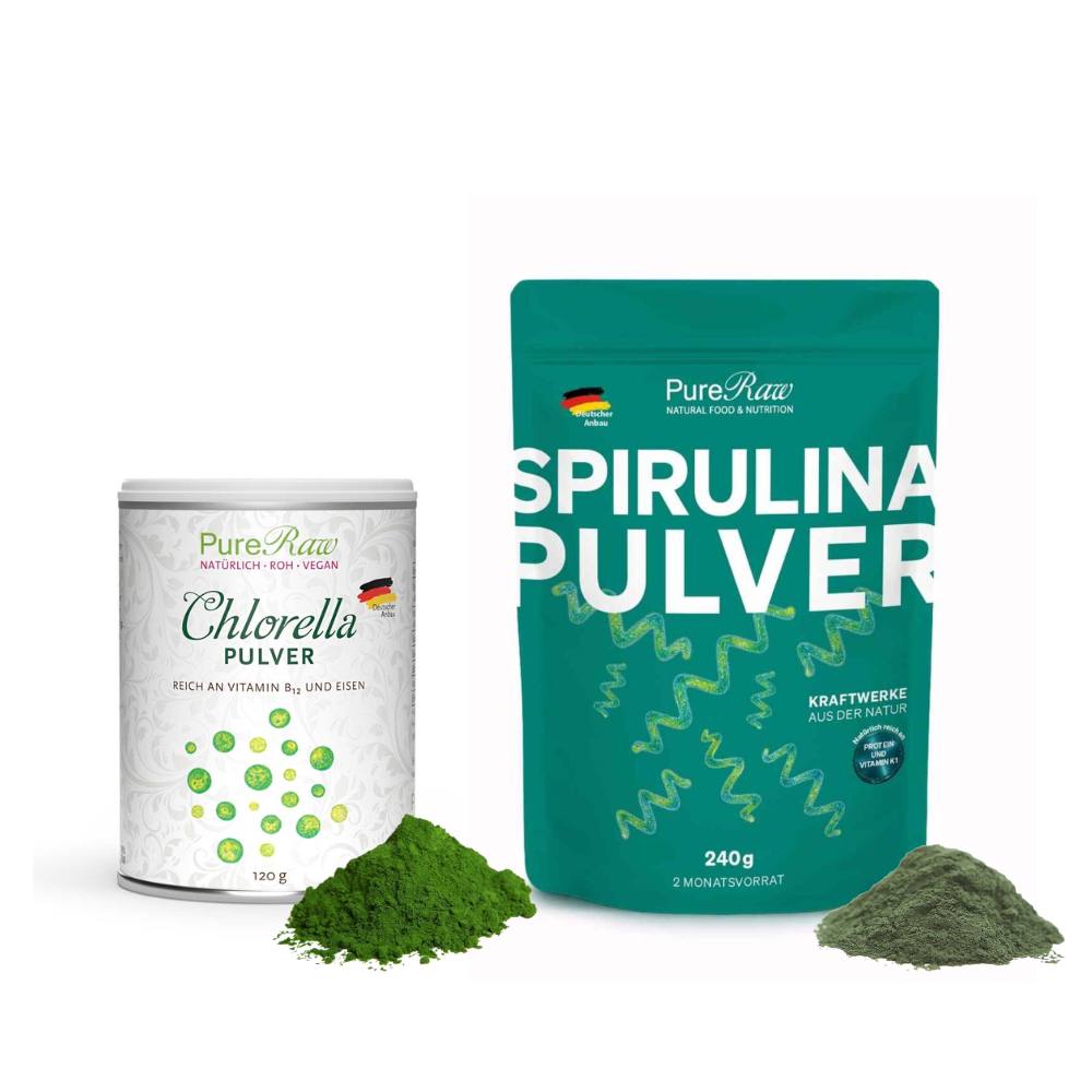 Chlorella Powder 120 g (Germany), (Raw) & Spirulina Powder 240 g (Germany), (Raw)