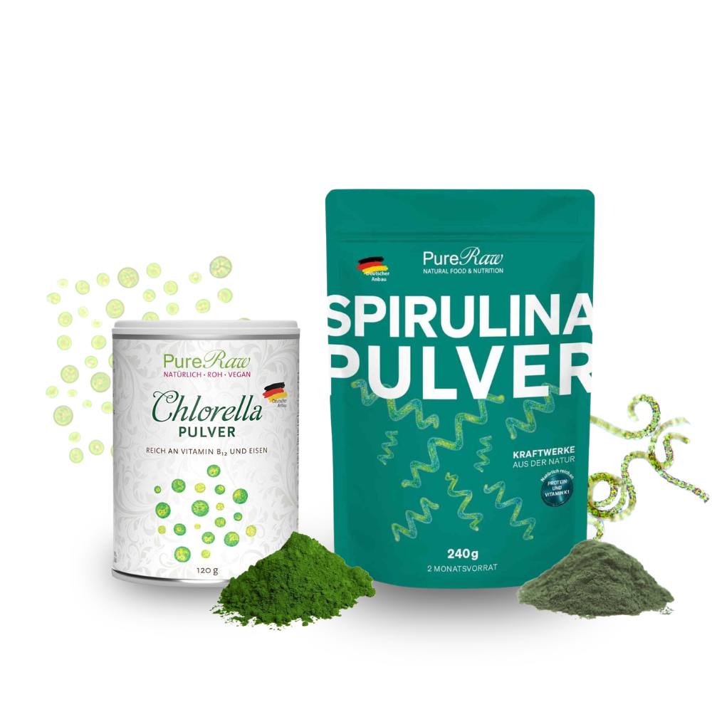 Chlorella Powder 120 g (Germany), (Raw) & Spirulina Powder 240 g (Germany), (Raw)