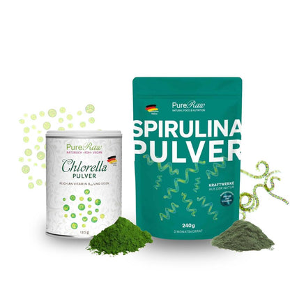 Chlorella Powder 120 g (Germany), (Raw) & Spirulina Powder 240 g (Germany), (Raw)