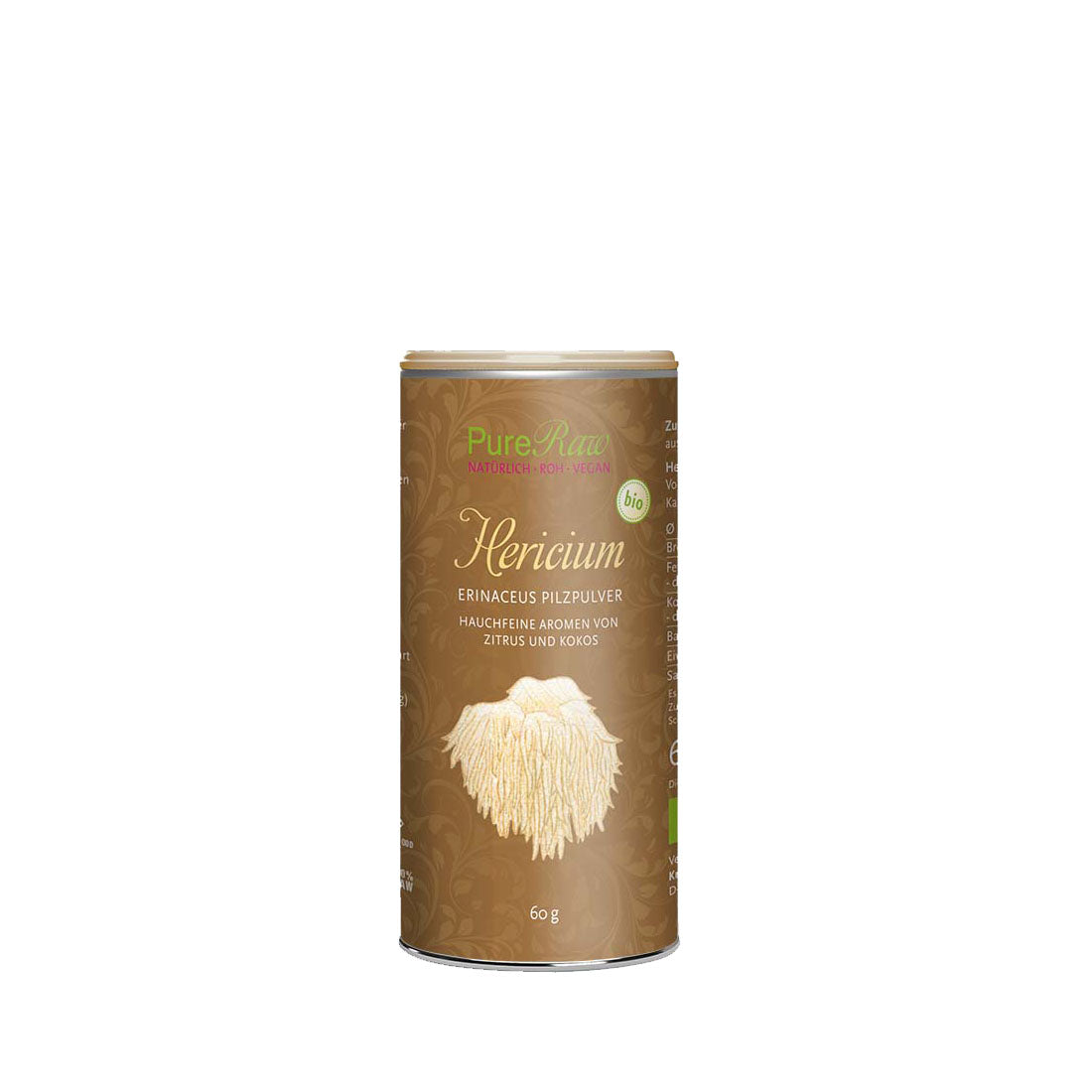 Hericium erinaceus Pilz Pulver (Igelstachelbart / Löwenmähne-Lionsmane / PomPom), (Bio & Roh)  60 g
