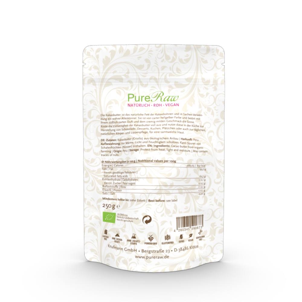 Cocoa butter, Criollo variety (Organic & Raw) 250 g