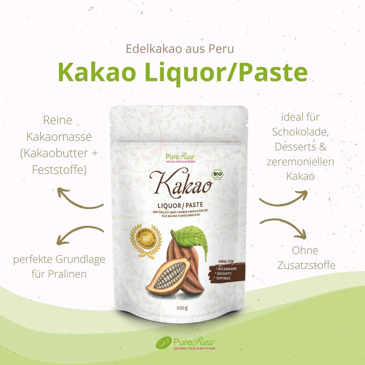Kakao Liquor / Paste, Sorte Criollo, (Bio & Roh)  250 g