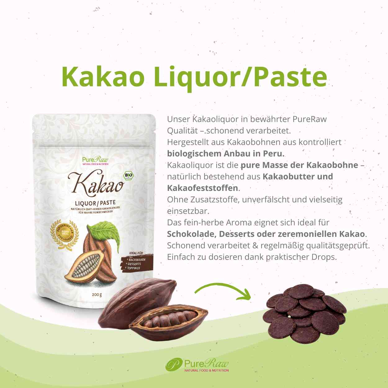 Kakao Liquor / Paste, Sorte Criollo, (Bio & Roh)  250 g
