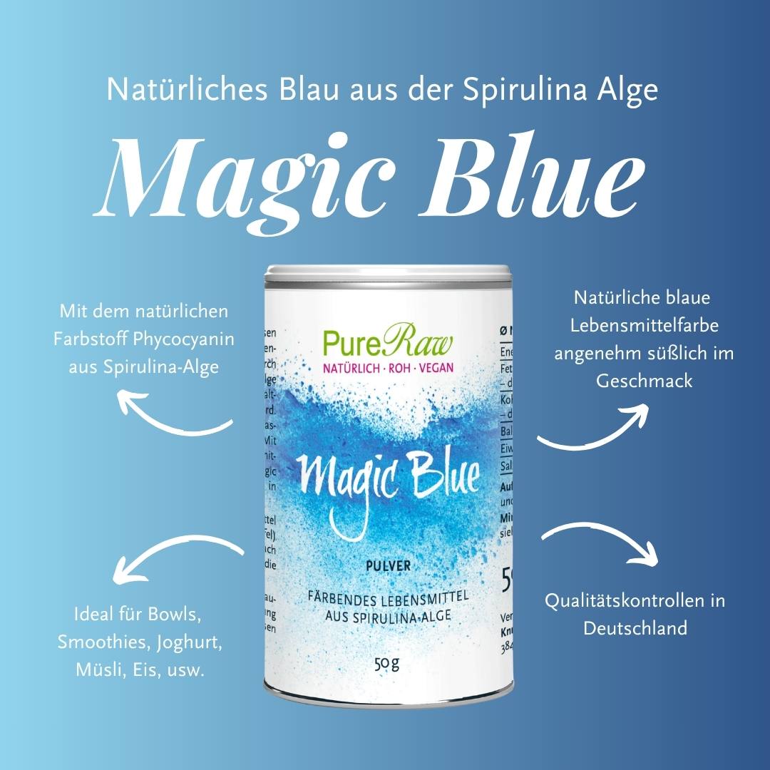 Magic Blue  (färbendes Lebensmittel Pulver aus Spirulina-Alge)