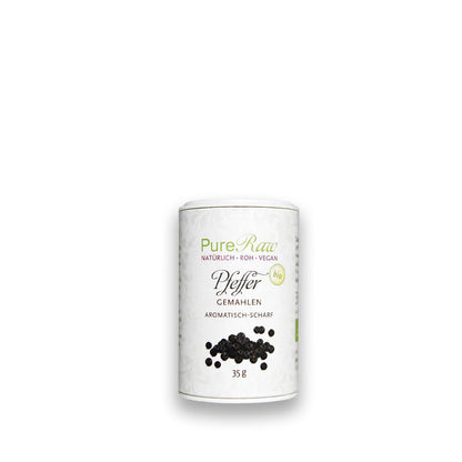 Pfeffer schwarz, gemahlen, (Bio & Roh), Gewürz 35 g