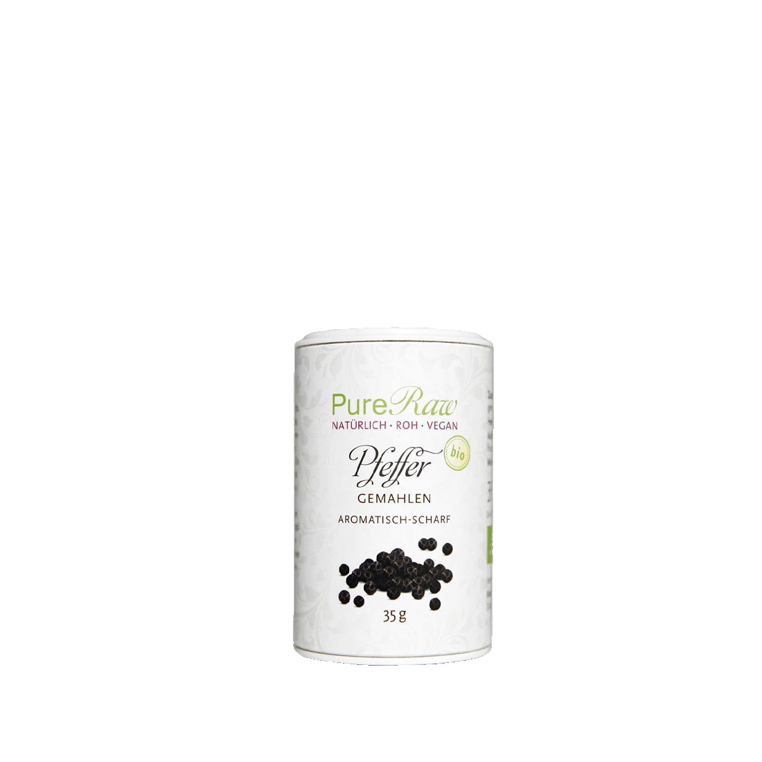 Pfeffer schwarz, gemahlen, (Bio & Roh), Gewürz 35 g