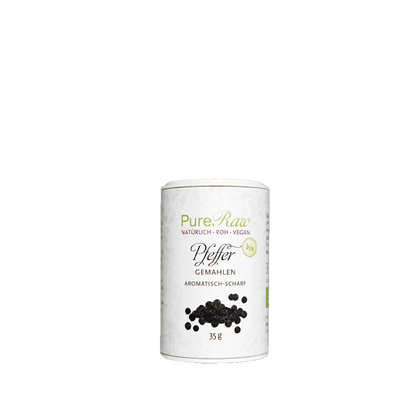 Pfeffer schwarz, gemahlen, (Bio & Roh), Gewürz 35 g