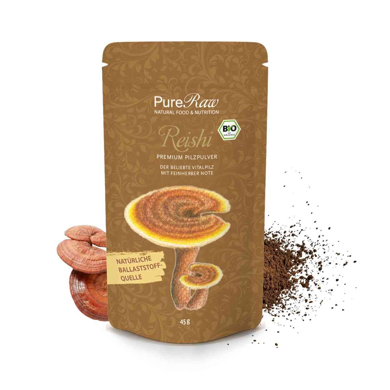 Reishi Pilz Pulver Premium (Ganoderma lucidum), (Bio) 45 g