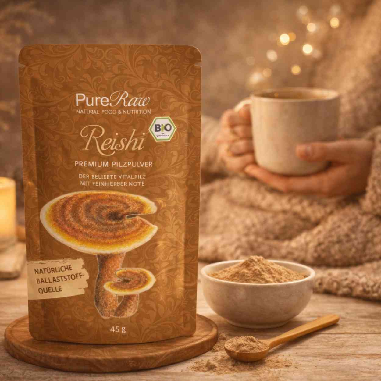Reishi Pilz Pulver Premium (Ganoderma lucidum), (Bio) 45 g
