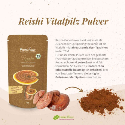 Reishi Pilz Pulver Premium (Ganoderma lucidum), (Bio) 45 g