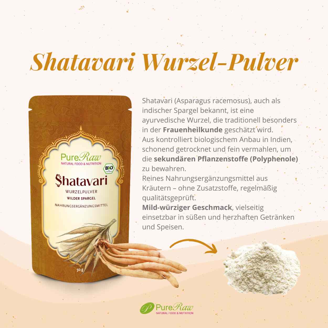 Shatavari Pulver (Bio & Roh) 50 g