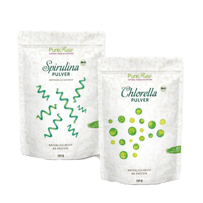 Value pack Spirulina Powder (China), (Organic & Raw) 250 g & Chlorella Powder (China), (Organic & Raw) 250 g