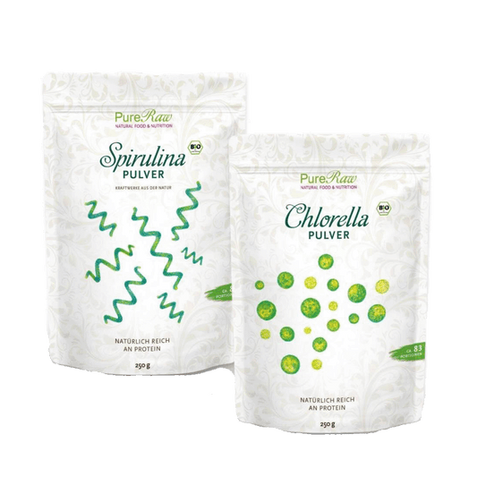 Value pack Spirulina Powder (China), (Organic & Raw) 250 g & Chlorella Powder (China), (Organic & Raw) 250 g