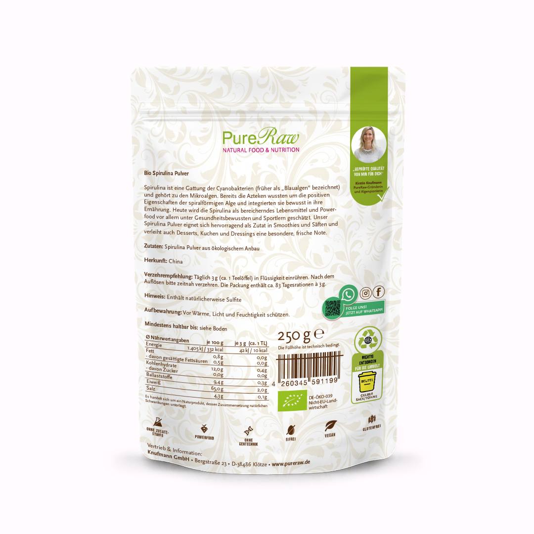 Spirulina Pulver (Bio & Roh)  250 g