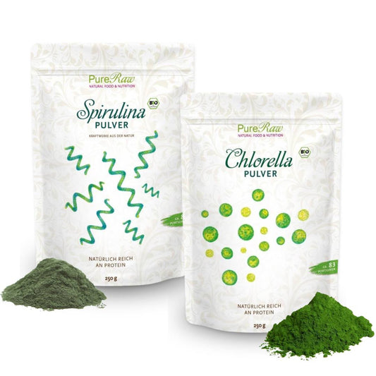 Value pack Spirulina Powder (China), (Organic & Raw) 250 g & Chlorella Powder (China), (Organic & Raw) 250 g