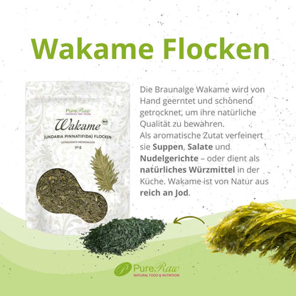 PureRaw Bio Wakame Flocken aus der Braunalge Undaria pinnatifida