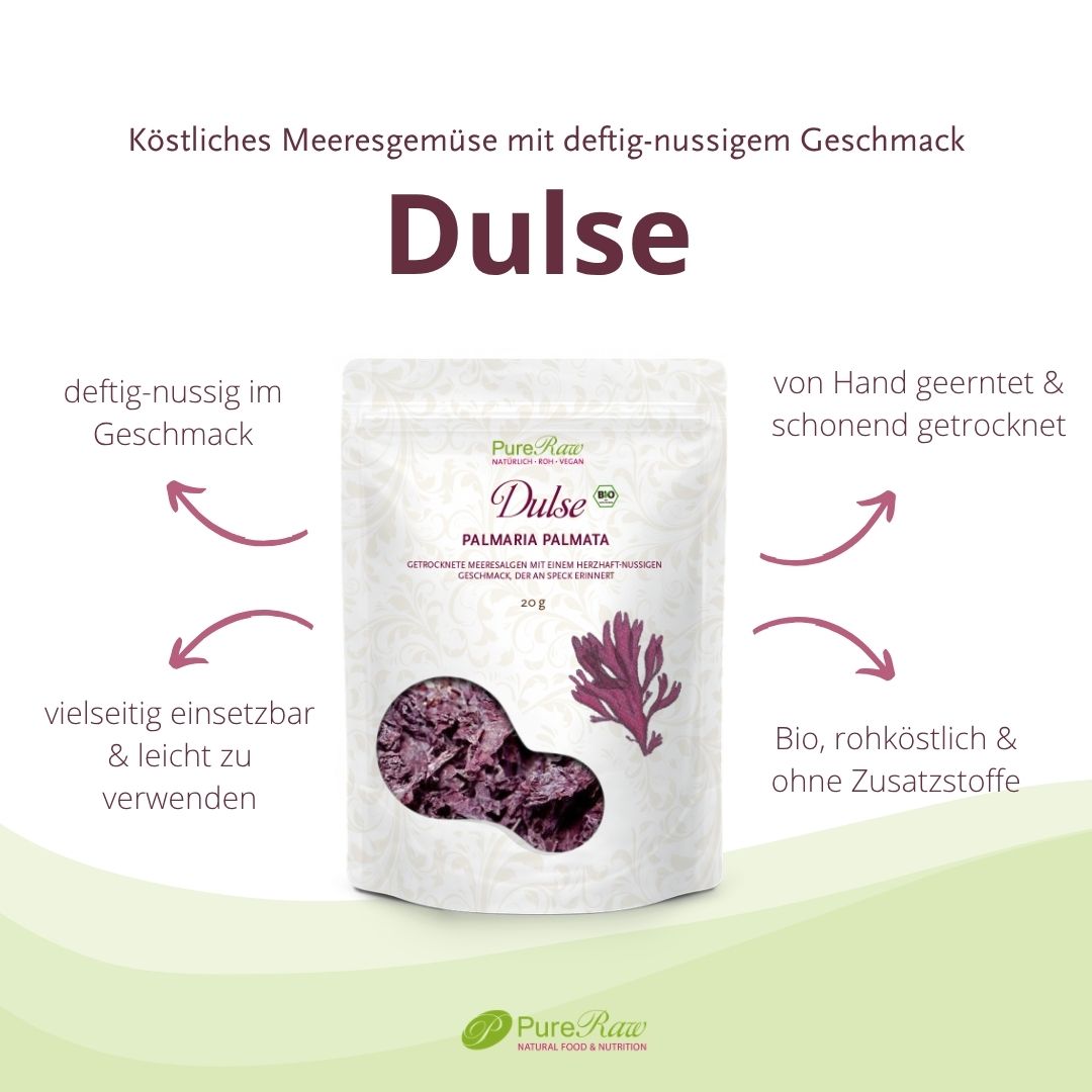 PureRaw Bio Dulse mit kräftig-würzigem Geschmack und vielseitiger Verwendung