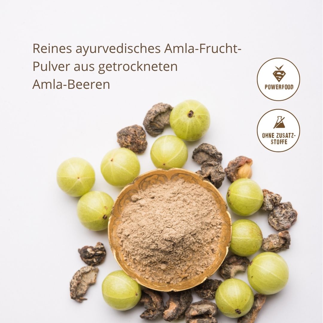 Reines ayurvedisches Amalaki Fruchtpulver aus getrockneten Amla-Beeren
