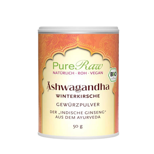 PureRaw Bio Ashwagandha Pulver aus Indien in der 50-g-Dose