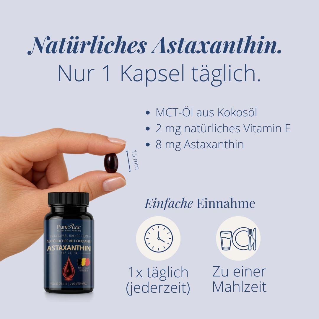 PureRaw Astaxanthin – eine Kapsel täglich und einfache Einnahme