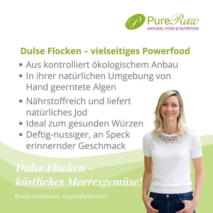 Kirstin Knufmann präsentiert PureRaw Dulse Flocken als köstliches Meeresgemüse
