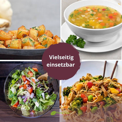 Bunte pflanzliche Gerichte mit Dulse Flocken als vielseitigem Würzmittel