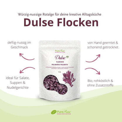 Dulse Flocken als vielseitiges Meeresgemüse zum Streuen über Salate, Suppen und Dips
