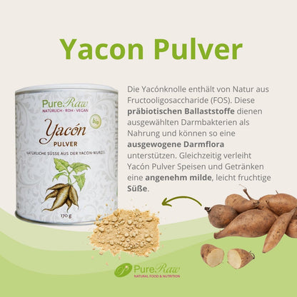 Yacón Pulver mit natürlichen Fructooligosacchariden und präbiotischen Ballaststoffen