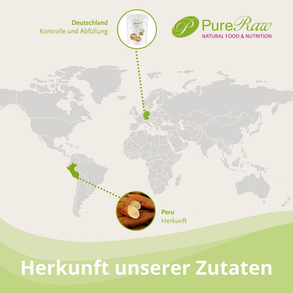 Herkunft der Yaconwurzel aus Peru und Kontrolle sowie Abfüllung des Yacon Snacks in Deutschland