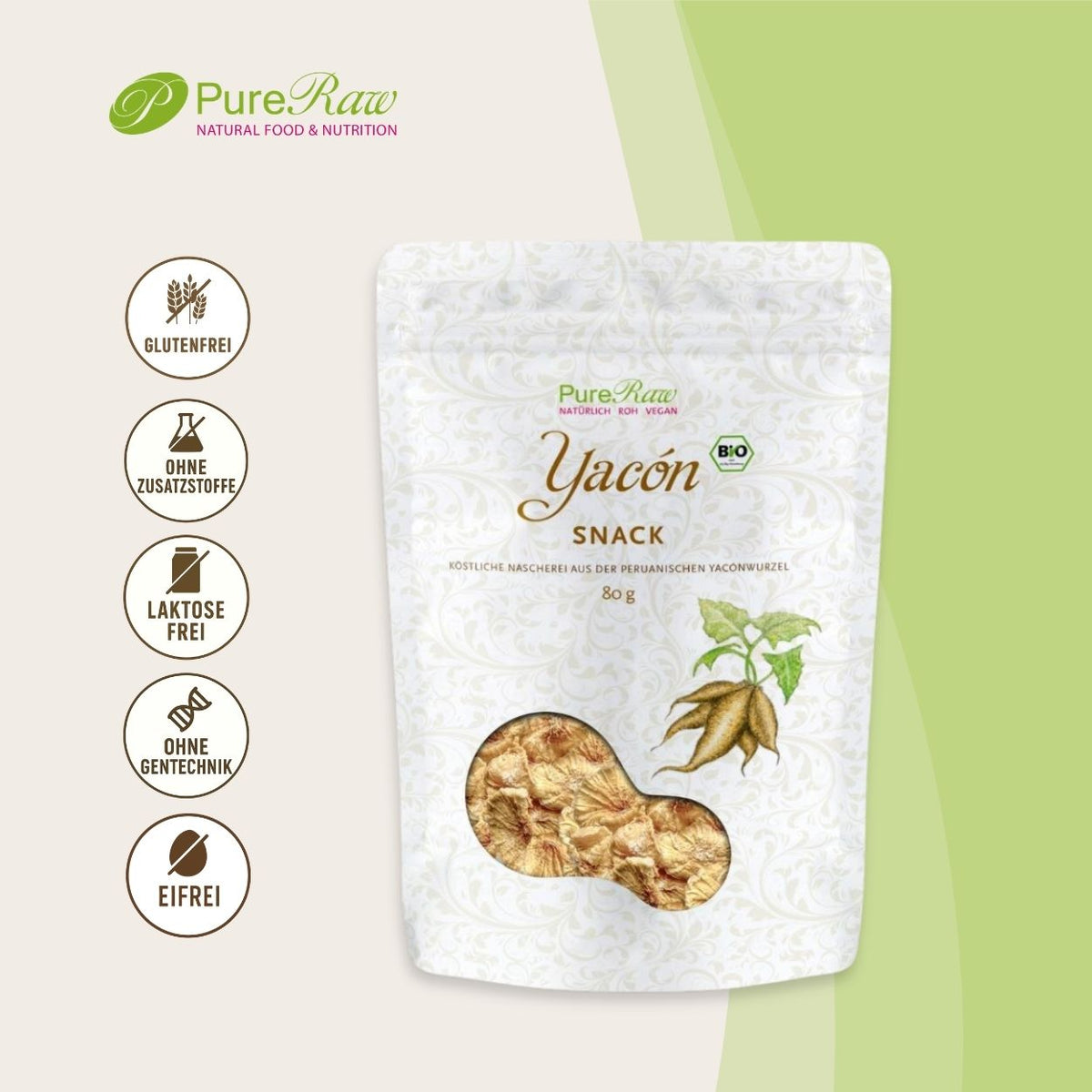 PureRaw Bio Yacon Snack – vegan, bio, glutenfrei und ohne Zusatzstoffe