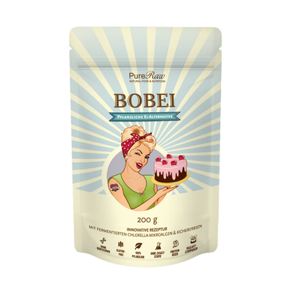 BOBEI pflanzliche Ei-Alternative mit fermentierter Chlorella und Kichererbse, 200 g Packung von PureRaw