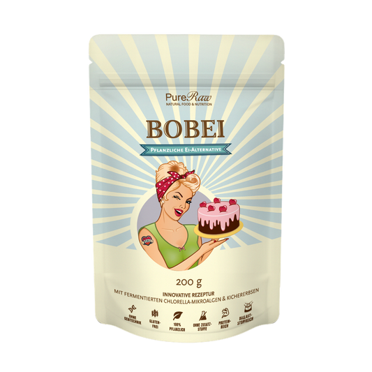 BOBEI pflanzliche Ei-Alternative mit fermentierter Chlorella und Kichererbse, 200 g Packung von PureRaw
